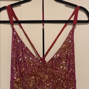 Never worn• Free People pink sparkly Dress.